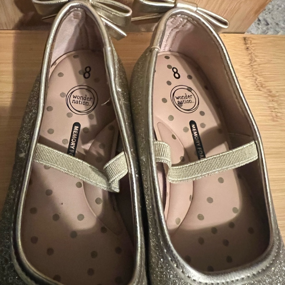 wonder nation Girls Glitter Slip-On Shoes in Gold - Picture 5 of 7